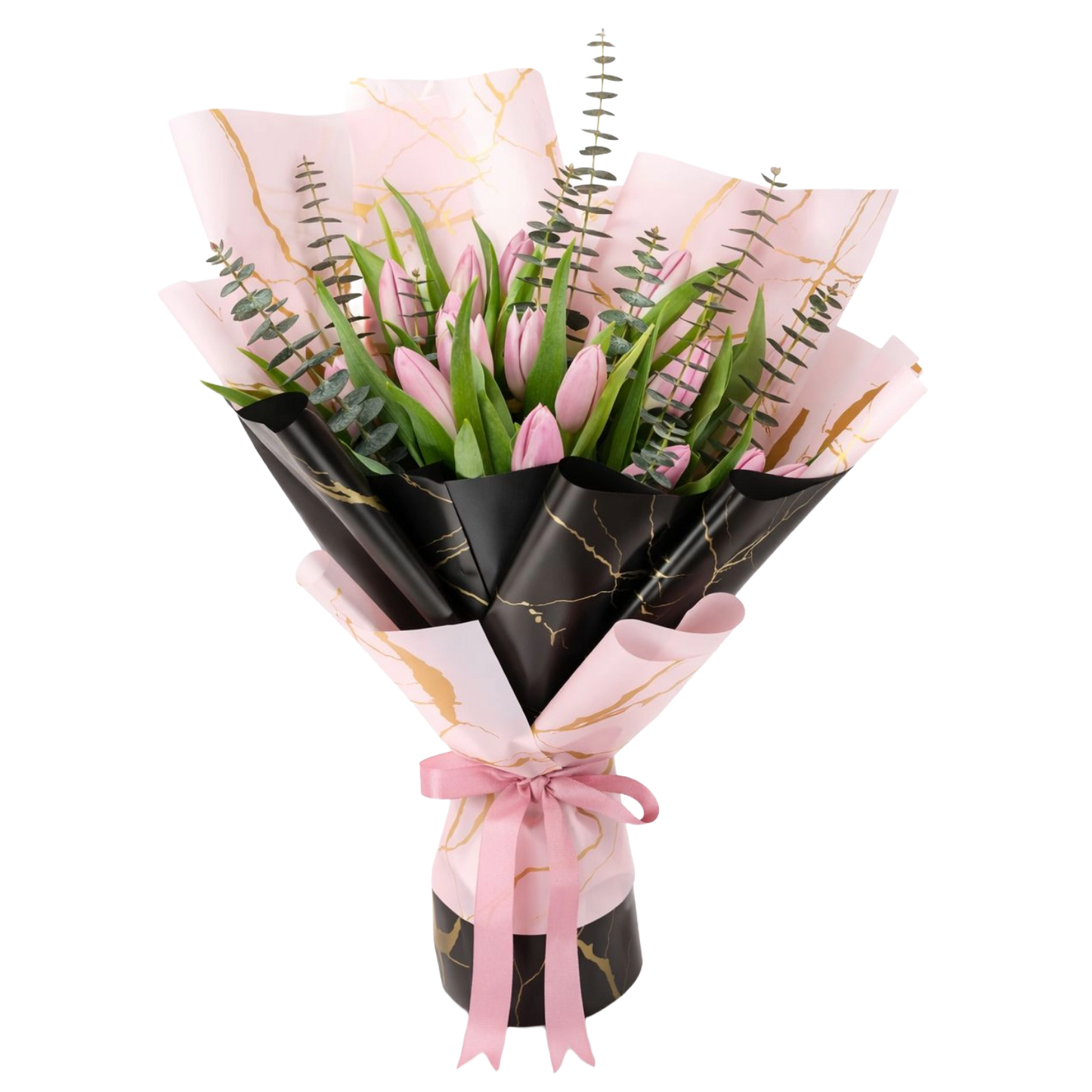 21 Pink Tulip and Eucalyptus