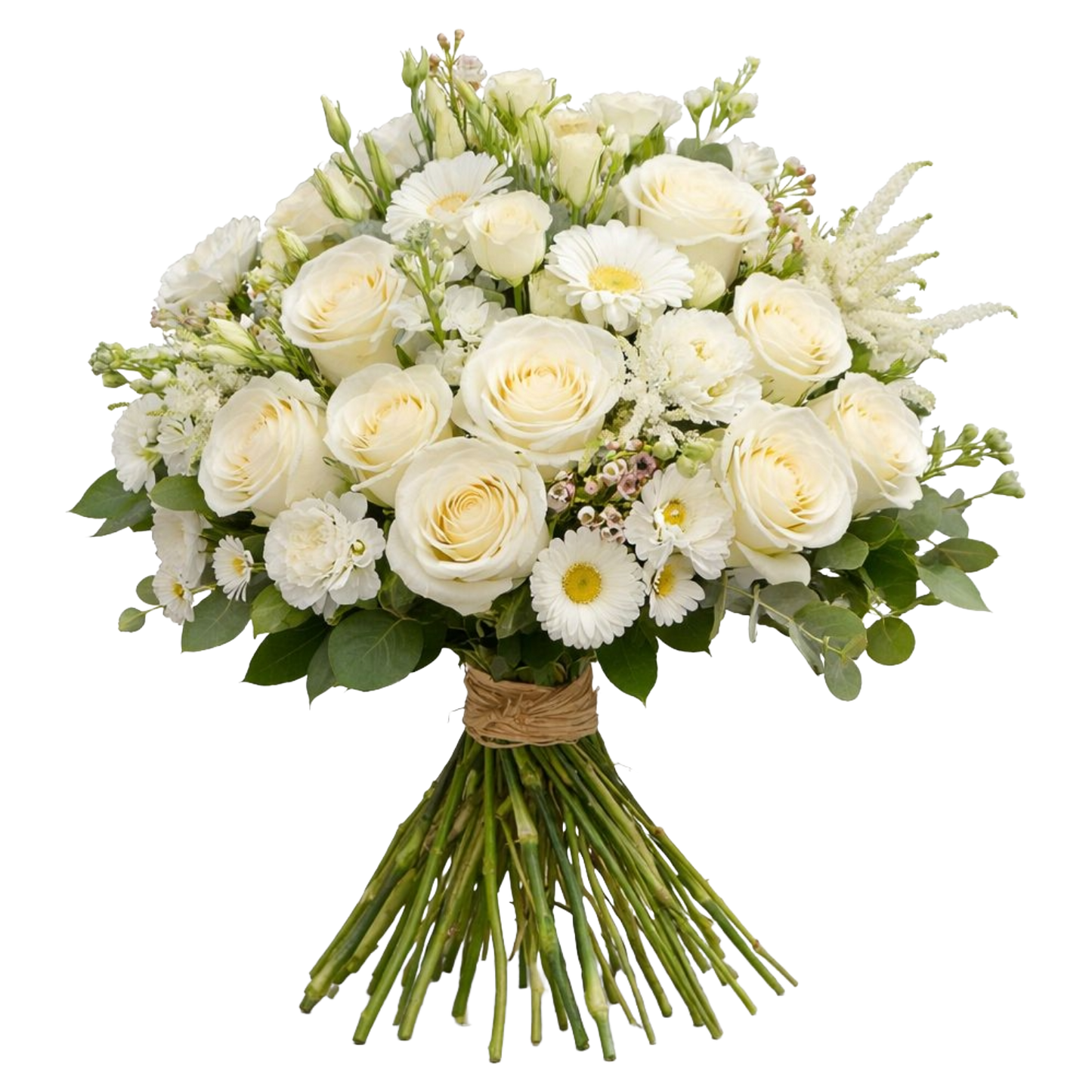 Hand-Tied White Rose Bouquet