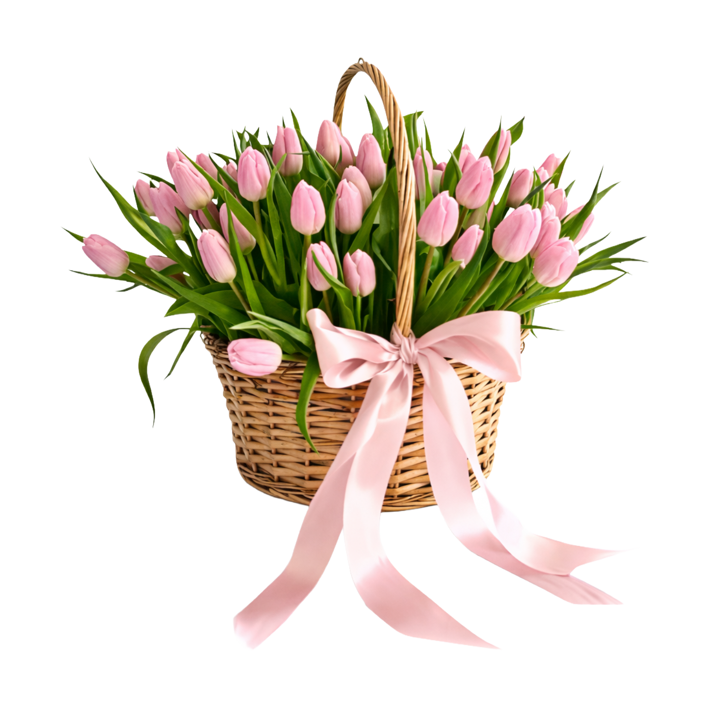 51 Pink Tulip Basket