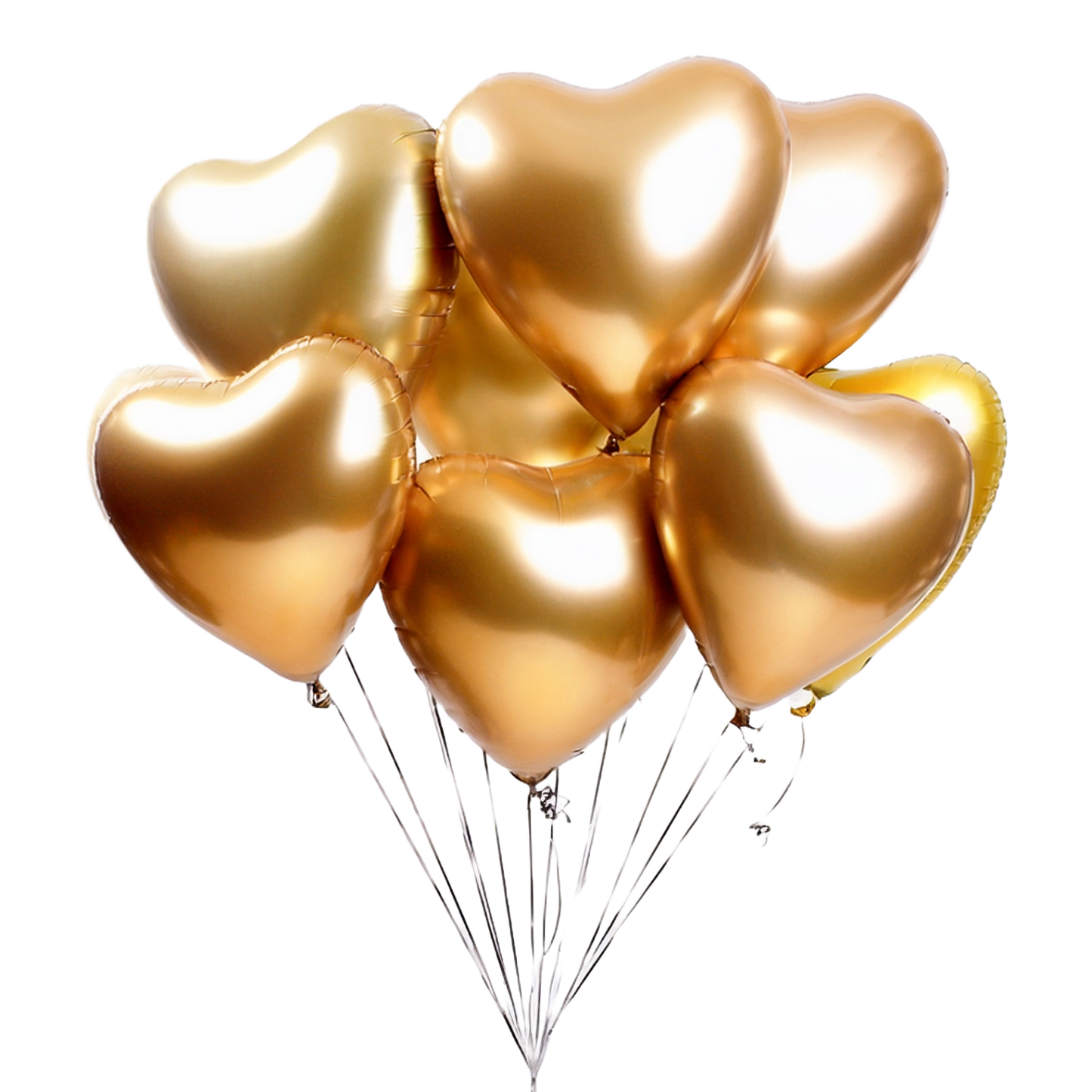 10pcs Gold Heart Shaped Balloons