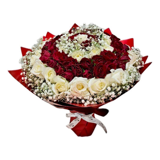 75 Roses with Babys Breath