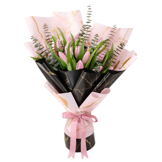 21 Pink Tulip and Eucalyptus