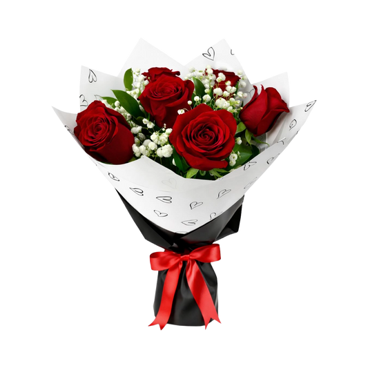 7 Red Rose with Baby’s Breadth and Greens Pickup-Only