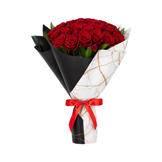 29 Red Rose with Greens
