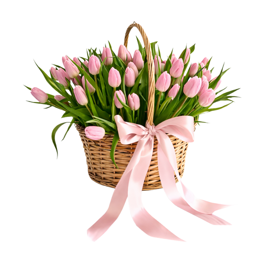 51 Pink Tulip Basket