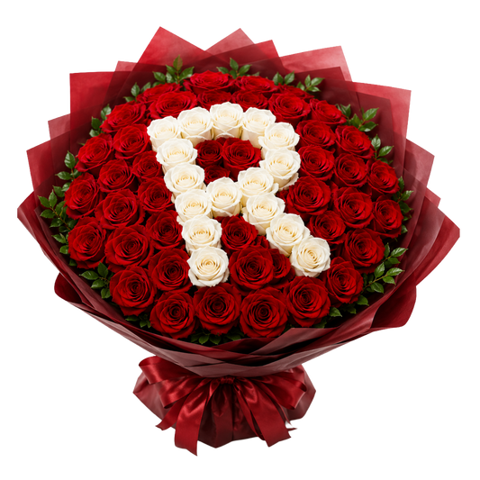 Red Rose with Letter