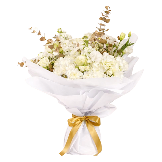 White & Gold Wrapped Bouquet