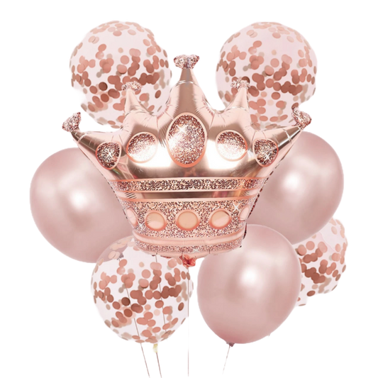 8pcs Crown Theme Pink Decorative Balloon