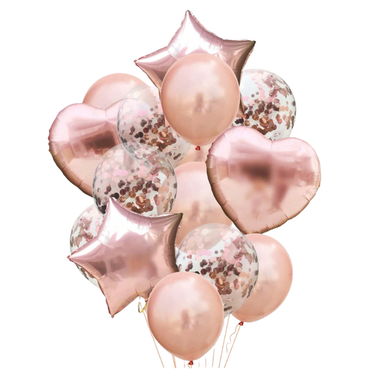 14pcs Rose Gold Latex & Foil Balloon