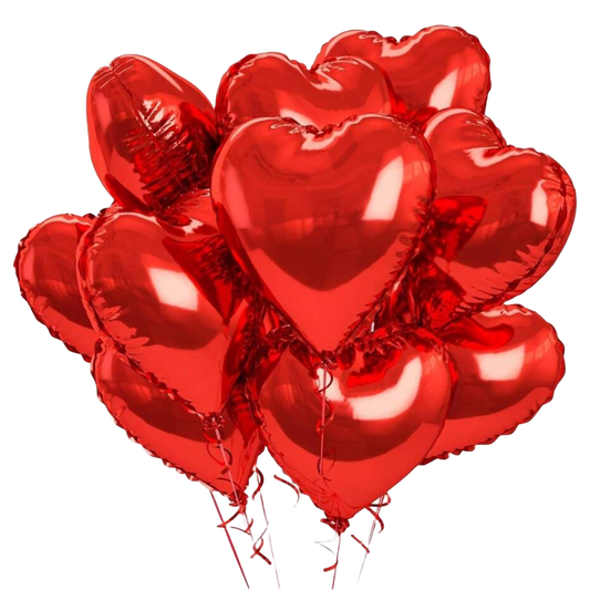 10pcs Red Heart-Shaped Aluminum Foil Balloons