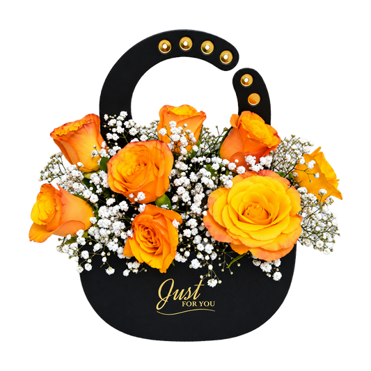 Golden Orange Rose Handbag