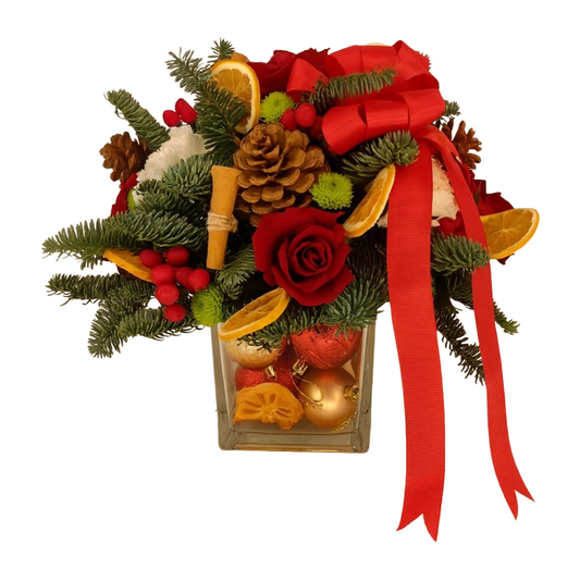 Yuletide Citrus & Pine Box Arrangement